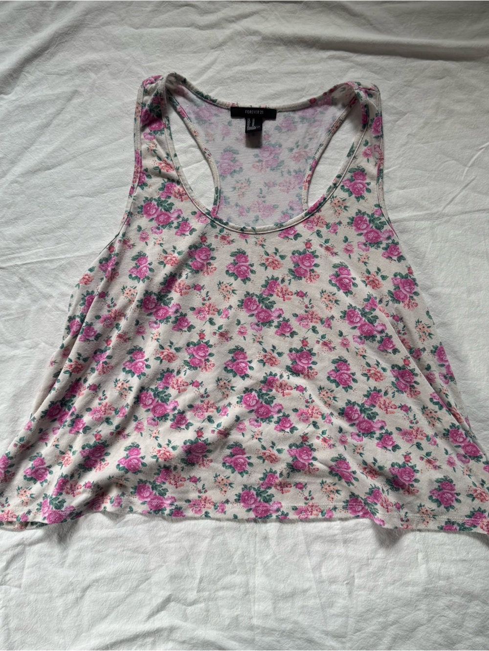 Cute Pink Floral Summer Tank Top Forever 21 Size M Women's Top